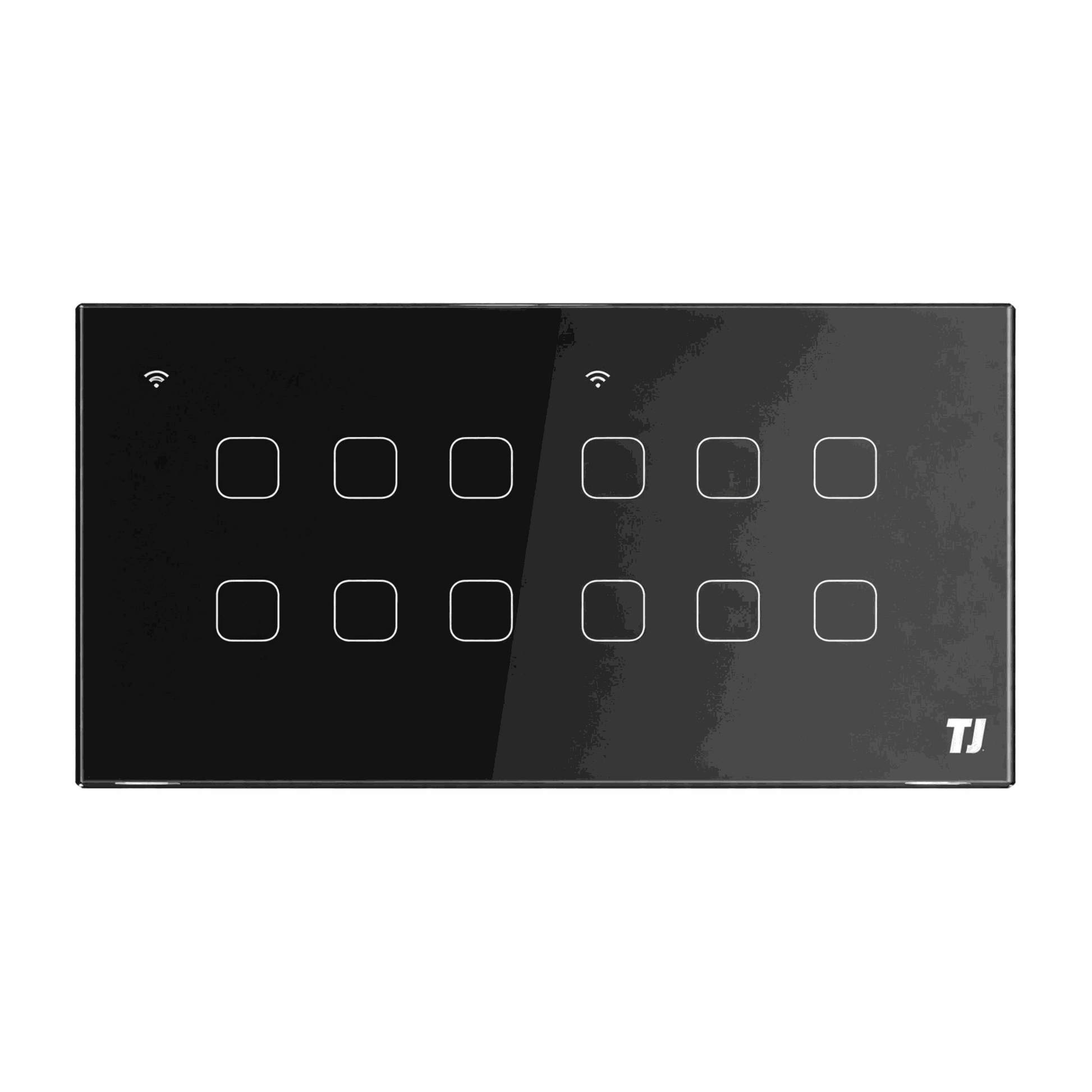 Black 8 gang switch smart touch switch with sleek design and Wi-Fi connectivity by TJ Switches