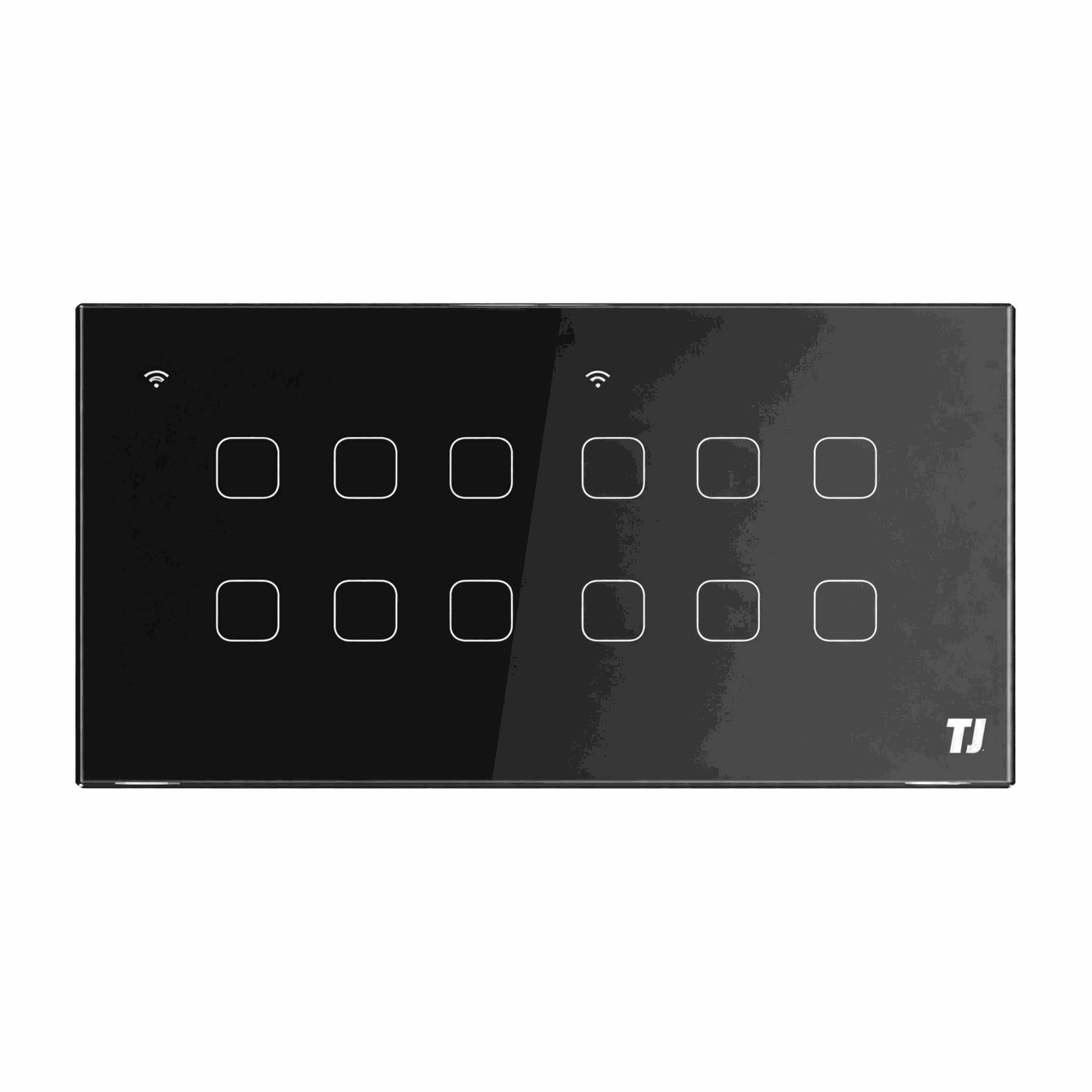Black 8 gang switch smart touch switch with sleek design and Wi-Fi connectivity by TJ Switches