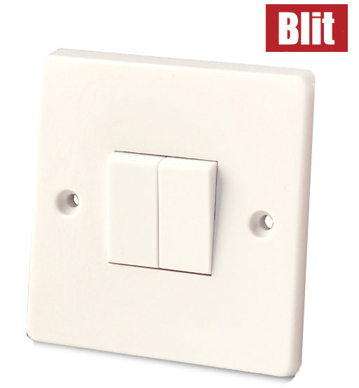Blit switch 10AMP 2 gang 1 way white wall switch for household and commercial use