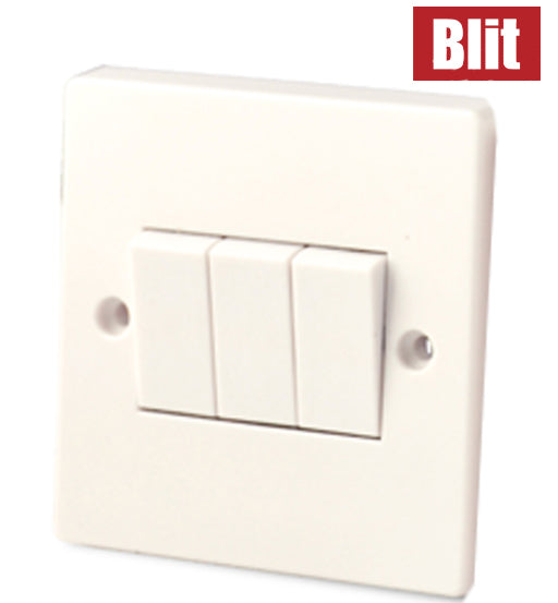 Blit - Switch 10Amp 3 Gang 2 Way electrical wall switch for household and industrial use