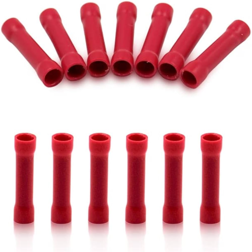 Blit insulated red butt connectors for 0.5-1.5mm wire range packet of 100pcs