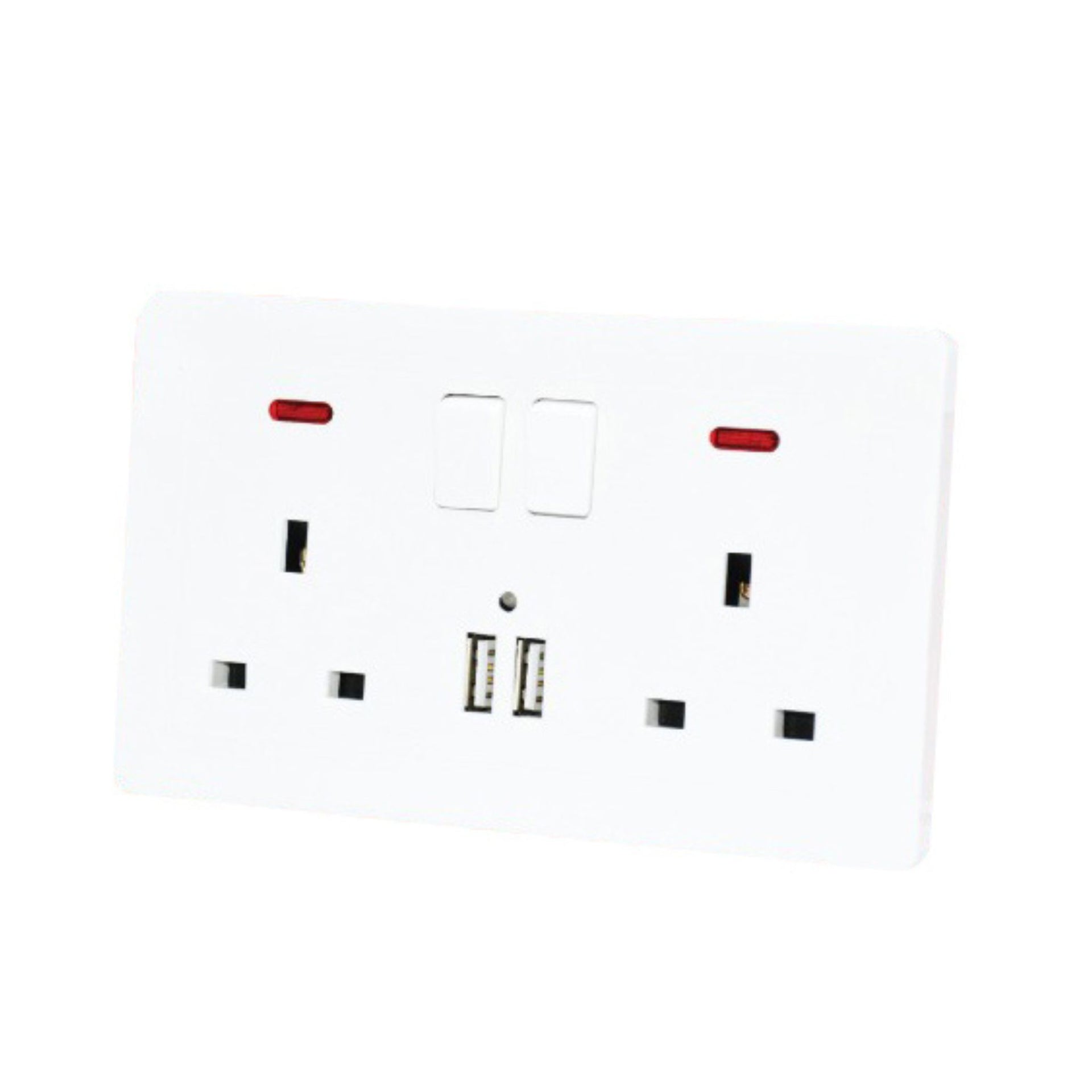 Switch Socket 13A 2G MF 3Pin 2USB W/Neon - Blit
