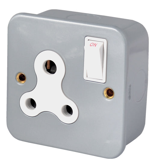Blit 1G 15 AMP switch socket in grey with on/off switch for household and industrial use
