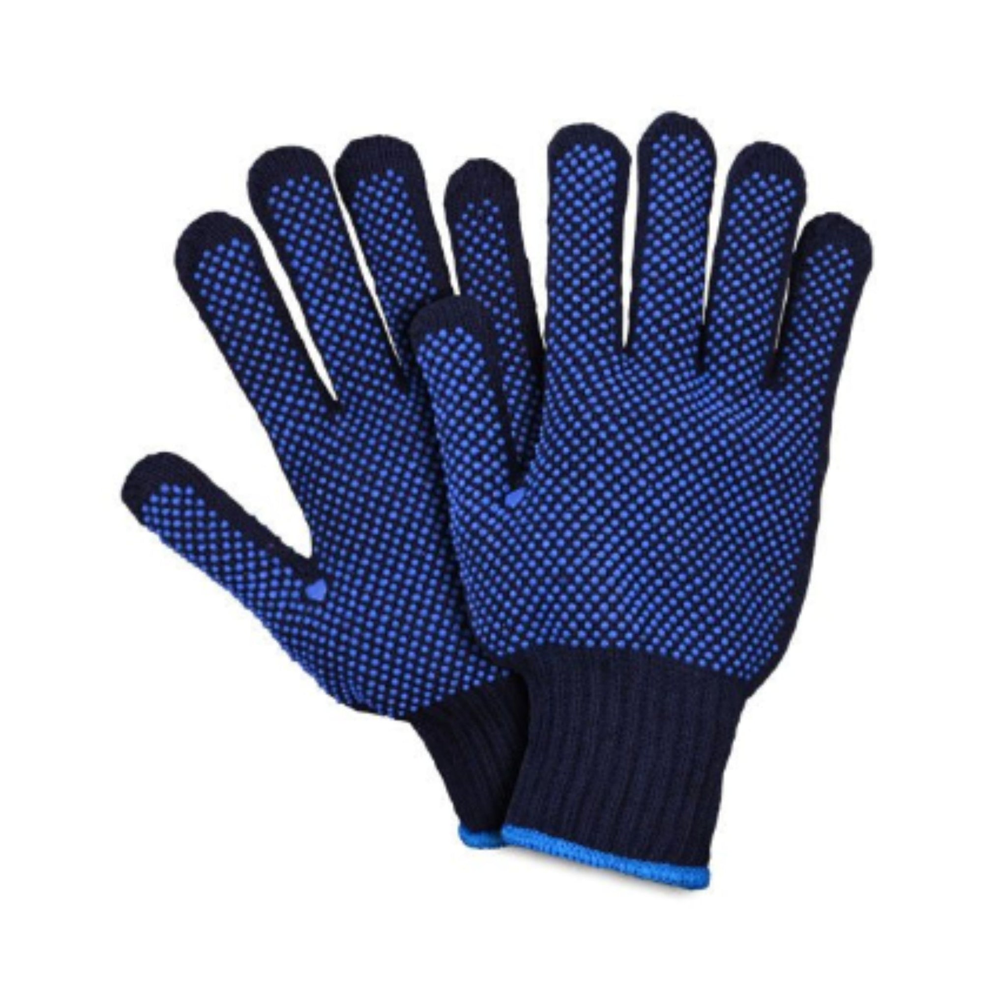 Blue dotted gloves