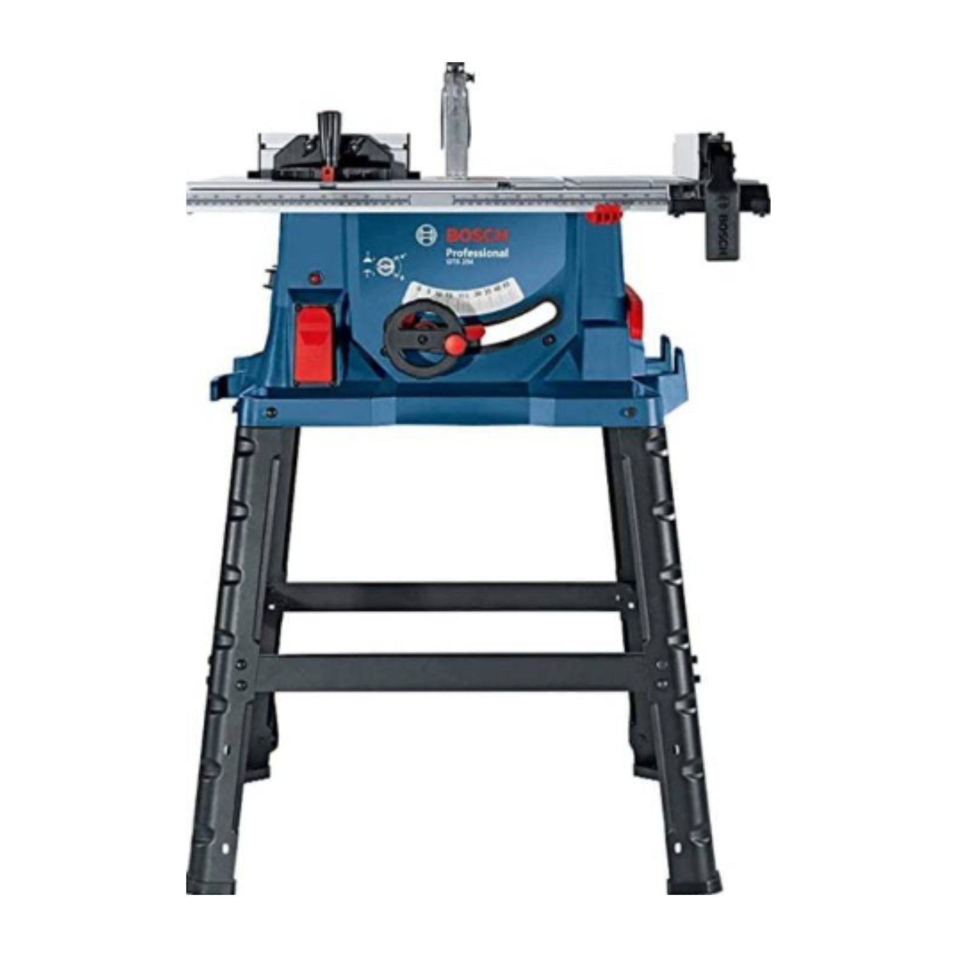Bosch GTS 254 Table Saw with 1800W motor, 254mm blade, steel frame, and extendable table for precise woodworking.