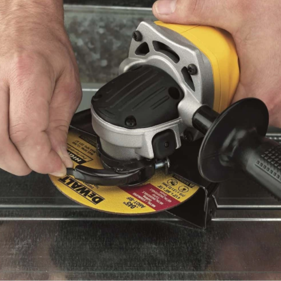 Dewalt DCG412M2-GB 18V 5 In. Cordless Angle Grinder (125mm), Trigger Switch, with 2 x 4.0 Ah Li-Ion Batteries, Side Handle, Guard, Inner and Outer Flanges, Charger and Kitbox
