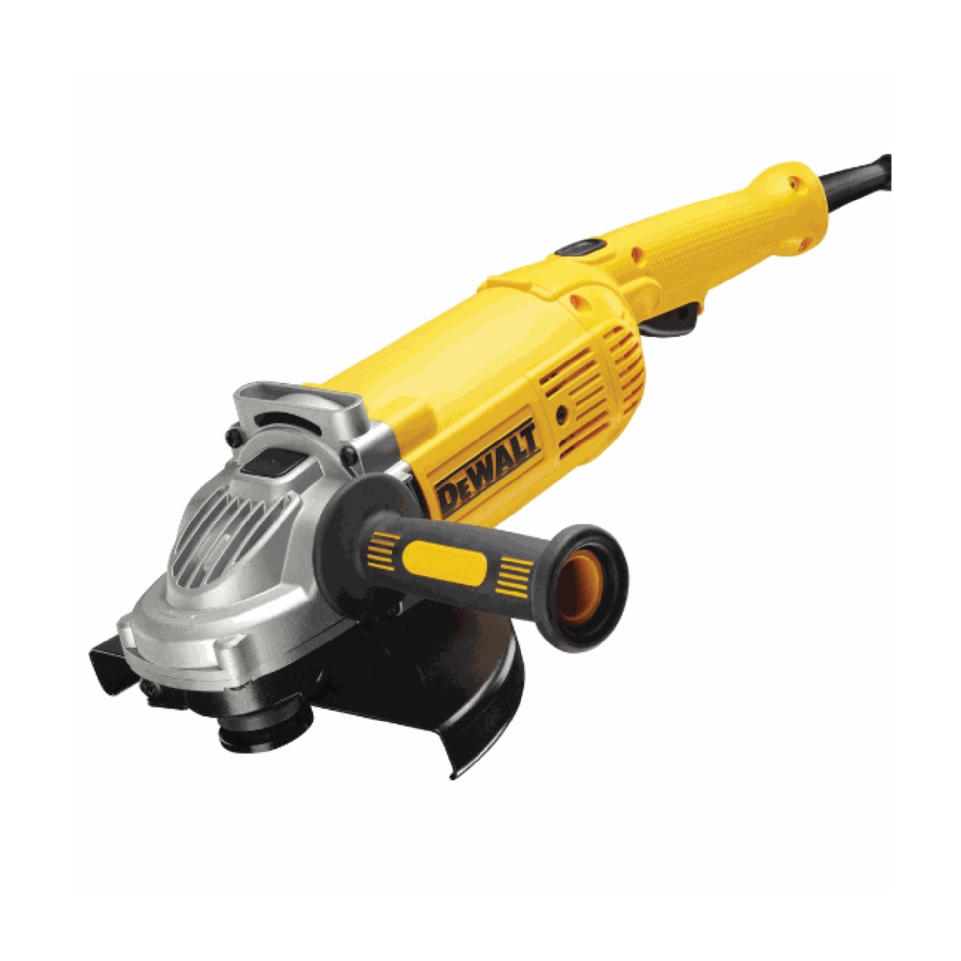Dewalt 2200W 9-inch angle grinder with ergonomic handle and adjustable guard for heavy-duty grinding and cutting