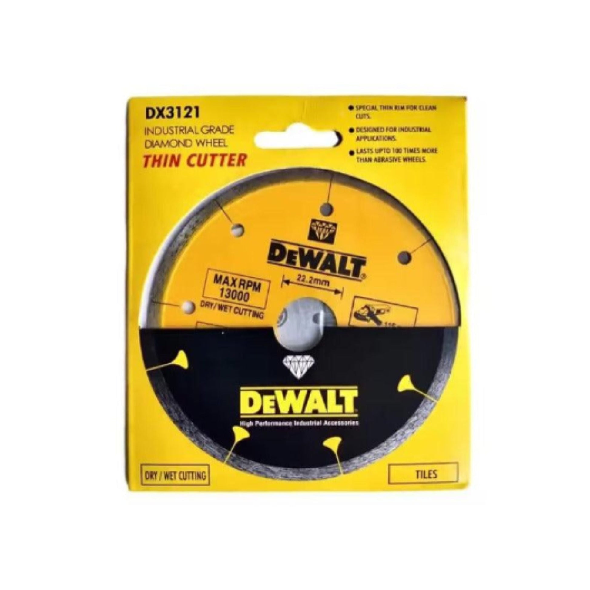 DeWalt DX3121 115mm diamond tile cutting disc for clean precise cuts on ceramic and stone tiles