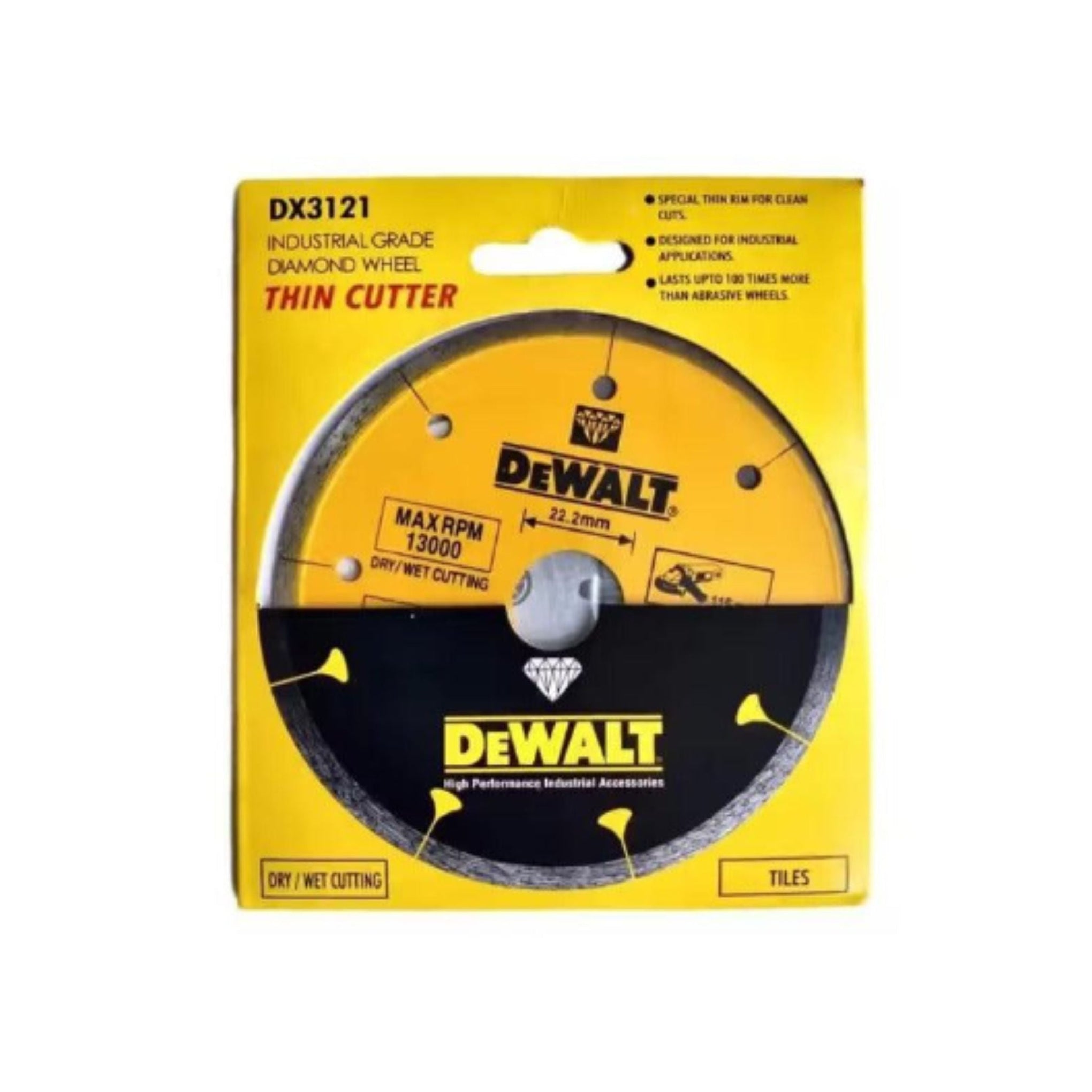 DeWalt DX3121 115mm diamond tile cutting disc for clean precise cuts on ceramic and stone tiles
