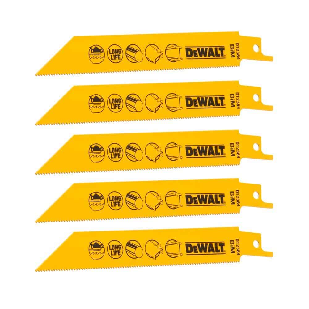DeWALT DT2384-QZ 152mm Bi-Metal Reciprocating Saw Blades – 5 Piece Pack