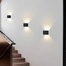 ESNCO Outdoor Cube LED Wall Light- 2x5W Black Body, Warm White (IP65)