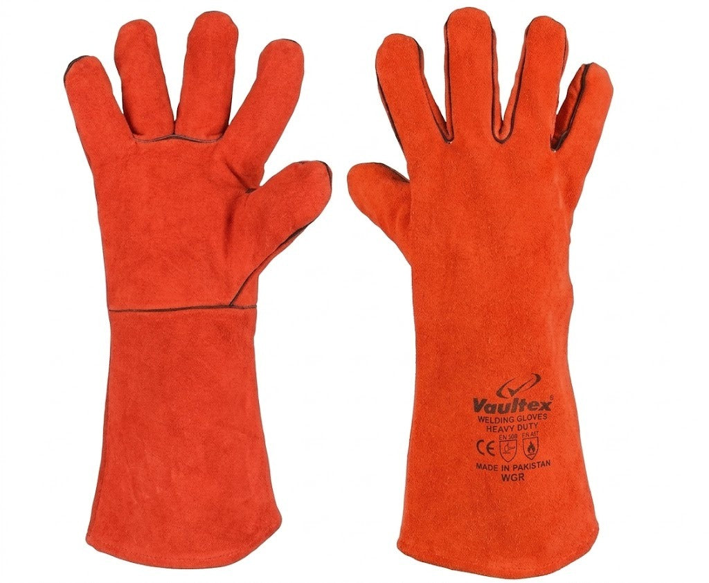 Leather Gloves With Piping - 16''