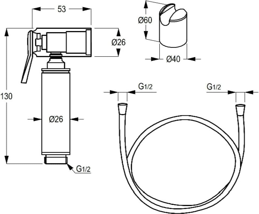 Kludi Rak RAK32002-09 Brass Shattaf With Hose - Chrome