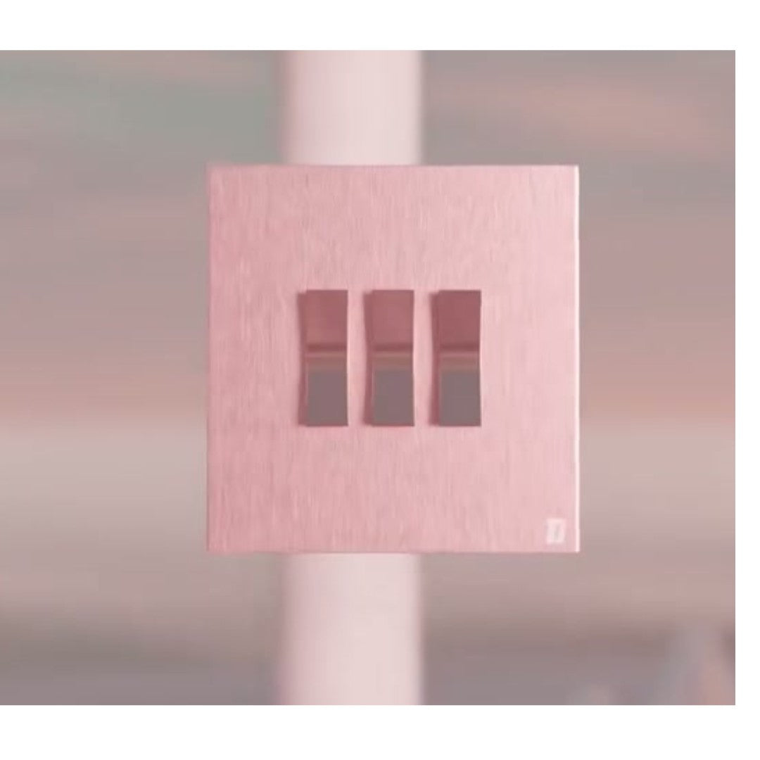 Rose gold 3 gang 2 way switch with stainless steel plate and copper contacts for lighting control