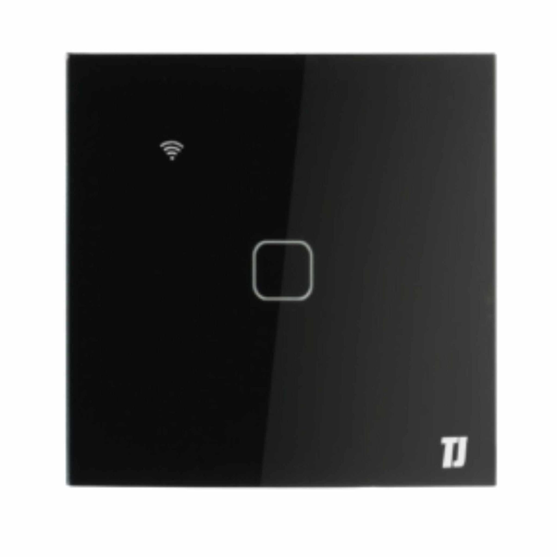 Black 1 gang smart switch with touch control and Wi-Fi connectivity by TJ