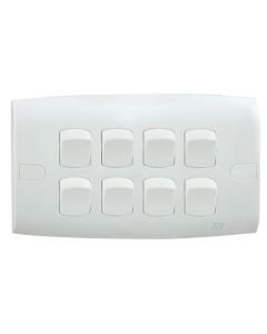 8 Gang 1 Way Switch - White