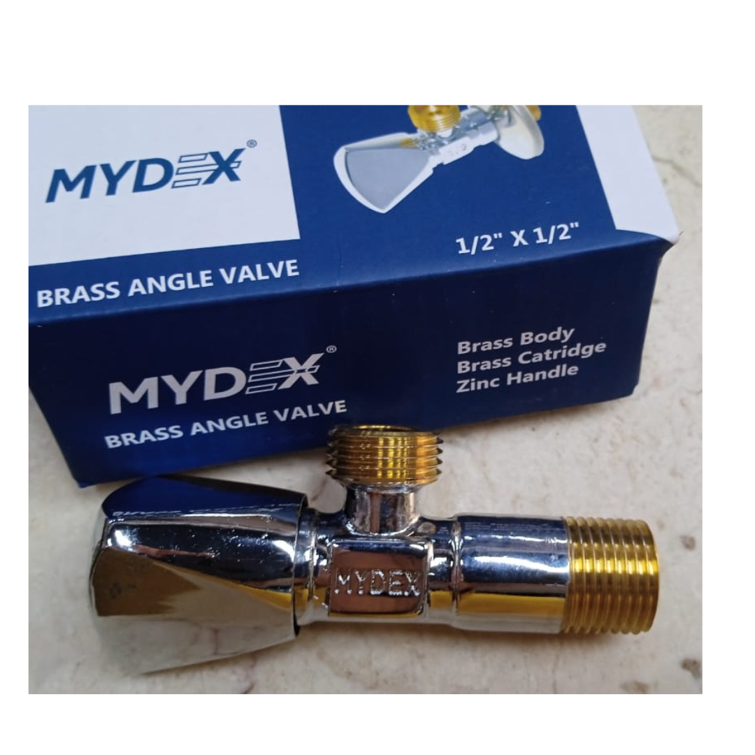 MYDEX Brass Angle Valve (1/2" x 1/2") – Heavy-Duty, Chrome-Plated, Premium Quality