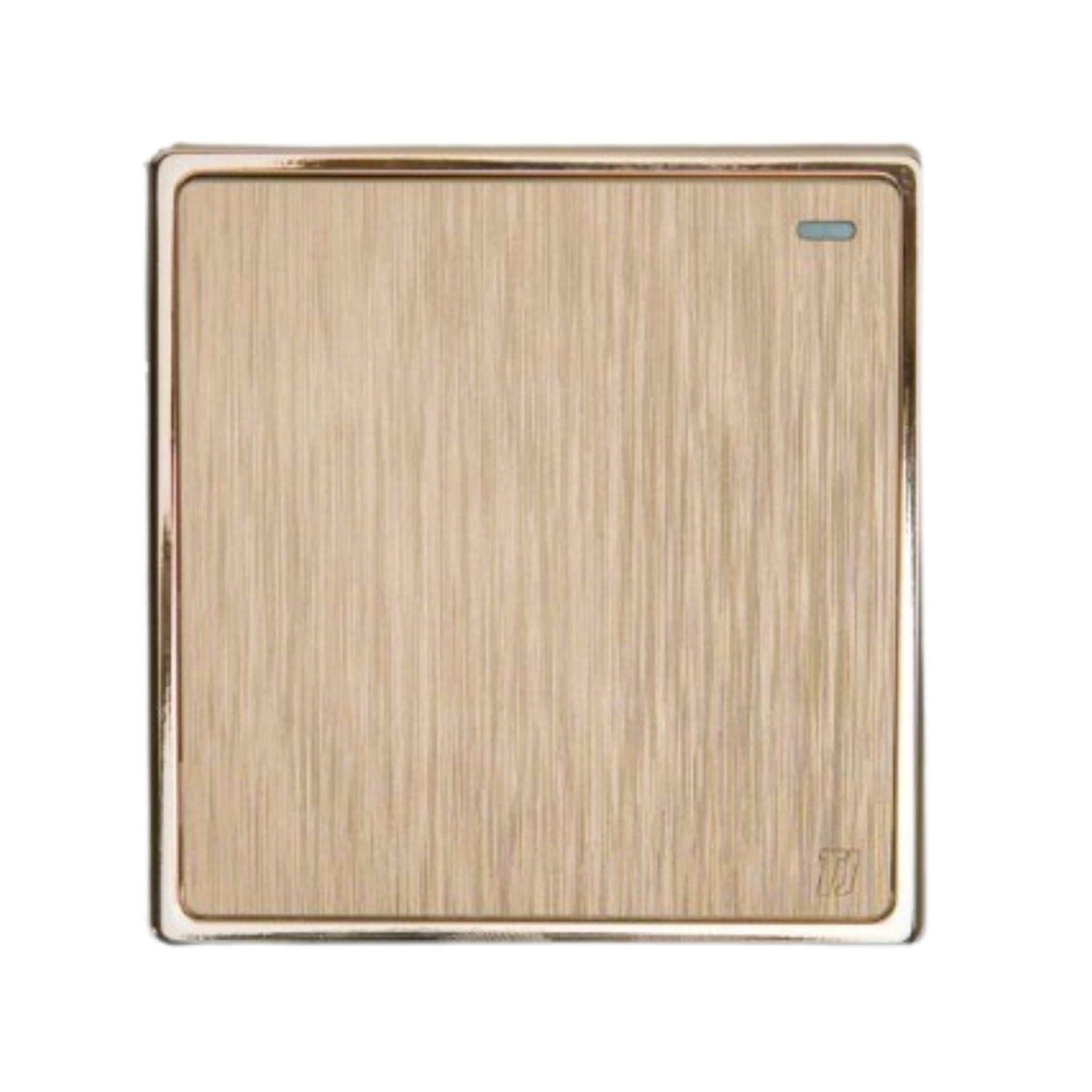 Elegant gold TJ V1 1 Gang 2 Way Switch with pure copper contacts and polycarbonate material for reliable electrical control