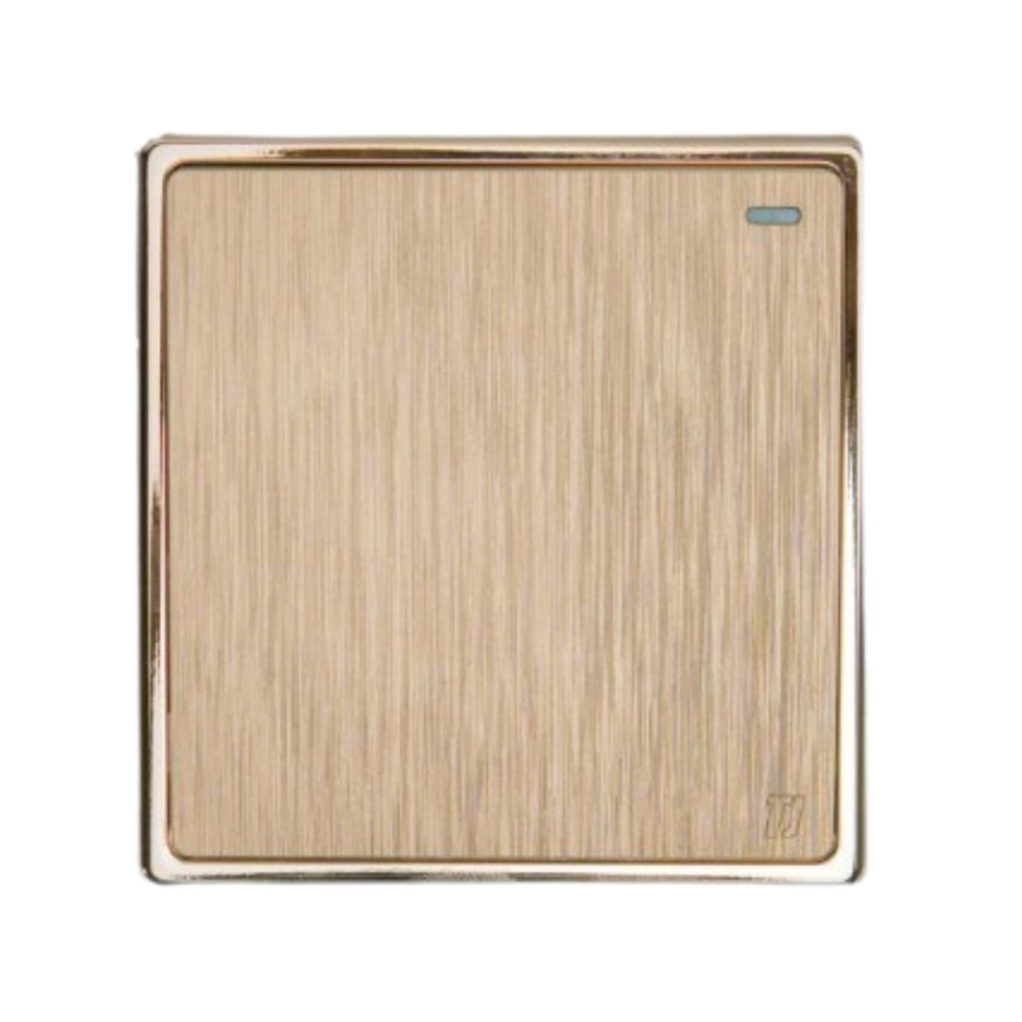 Elegant gold TJ V1 1 Gang 2 Way Switch with pure copper contacts and polycarbonate material for reliable electrical control