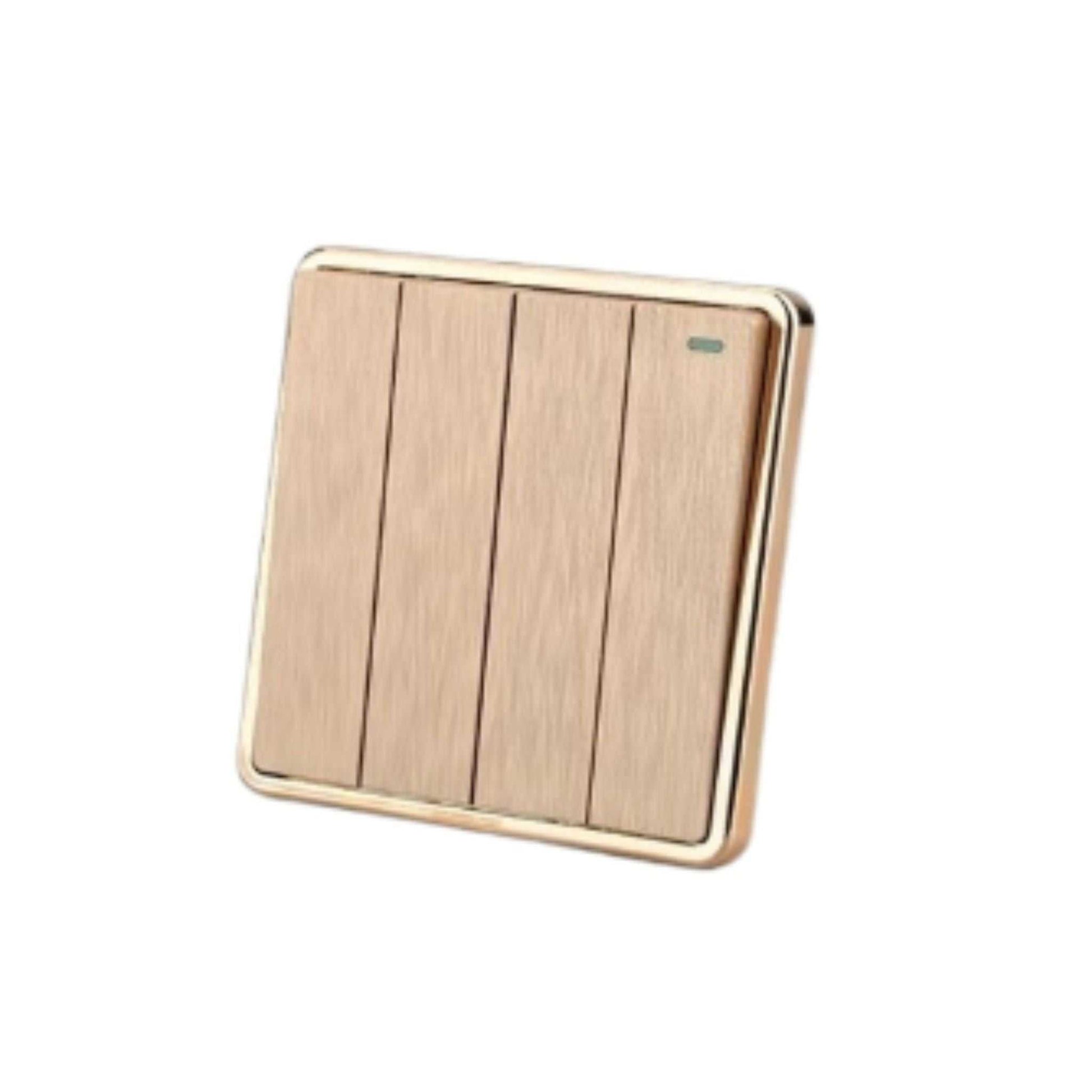Elegant gold4 Gang Switch 1 way electrical with pure copper contacts and durable polycarbonate design