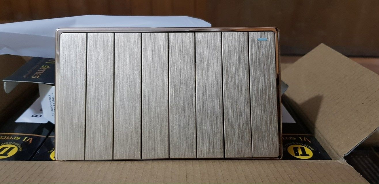 8 Gang 1 Way  Swtch - Gold