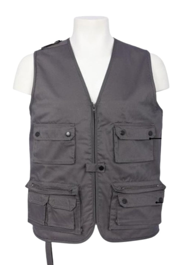 Vaultex MJO Dark Grey Work Vest – 65/35 Polyester Cotton, 195 GSM, Multi-Pocket Safety Vest