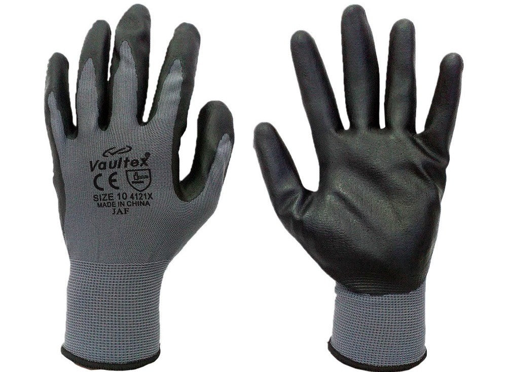 Vaultex JAF Nitrile Foam Coated Gloves - Black and Grey