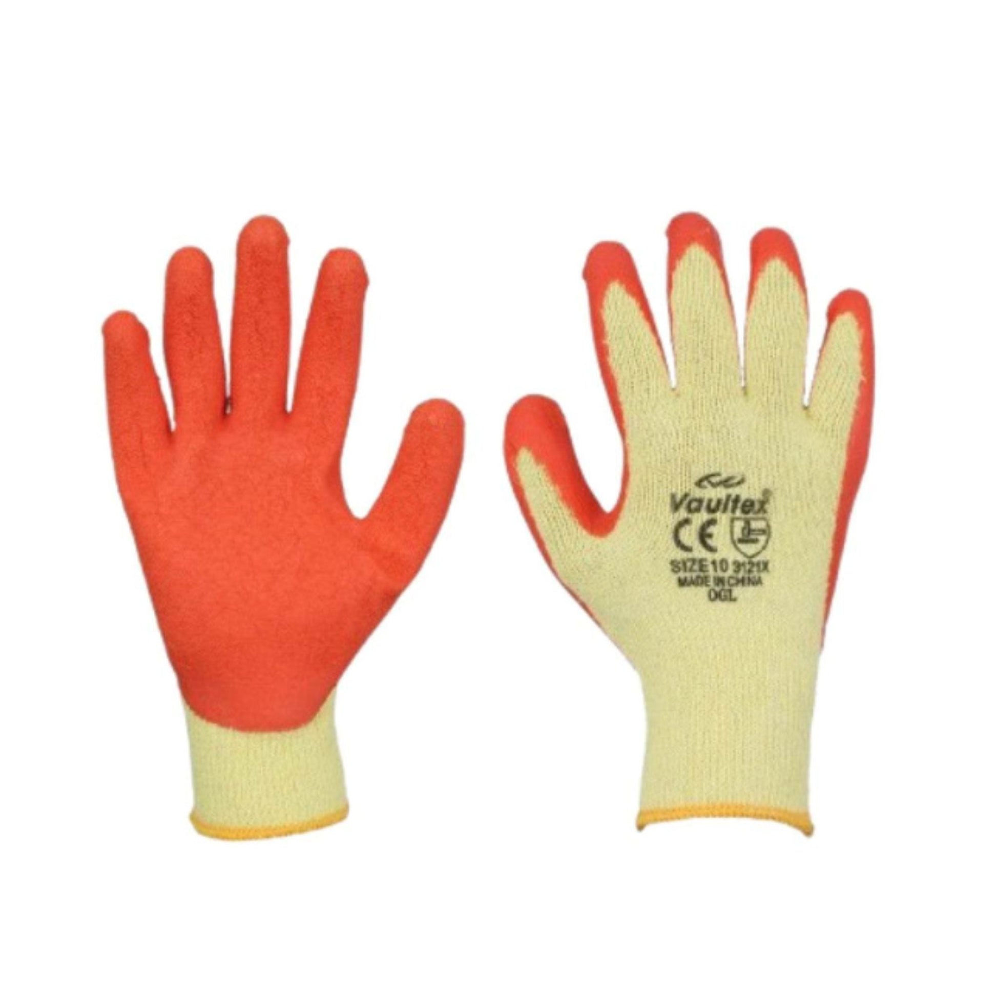 Vaultex OGL Gloves half latex coated orange and yellow safety work gloves with grip and abrasion resistance