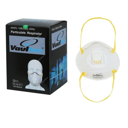Vaultex KN95 Cup Shaped Particulate Respirator With Valve, VMK, White