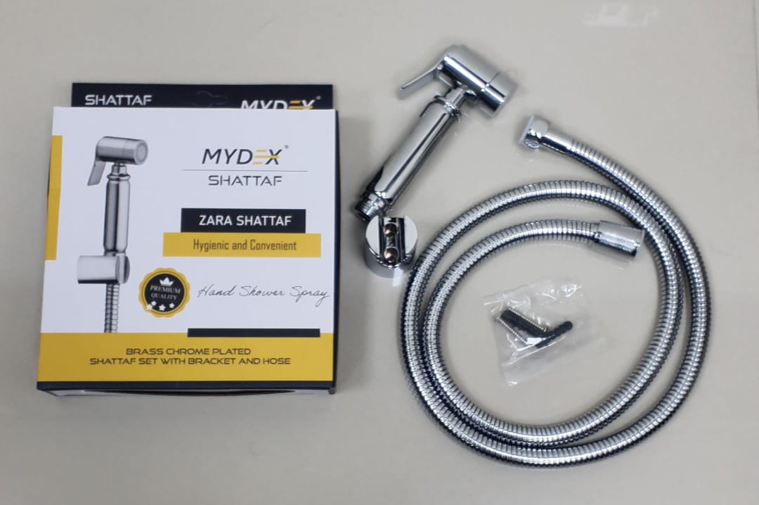 MYDEX Zara Shattaf – Brass Chrome Plated Hand Shower Spray 1/2" with 90cm Hose