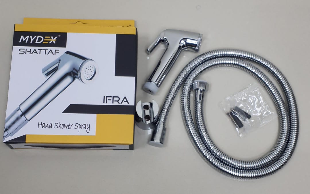 Mydex IFRA Shattaf Handheld Bidet Spray Set – 1/2", 90cm Hose, Chrome Finish
